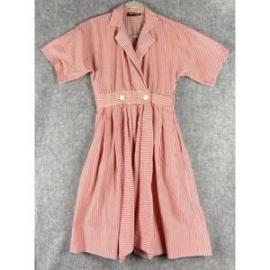 Vintage Ronnie Heller Designs For MJ Dress Womens 4 Red White Stripe Retro USA